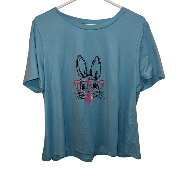 SHEIN Tops - SHEIN Curve Blue Bunny Bubblegum Top